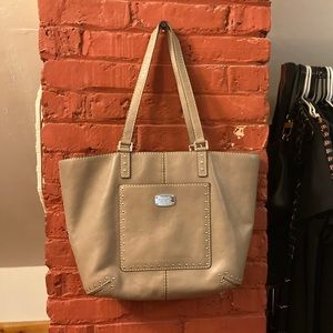 Michael Kors Taupe studded leather shopper bag